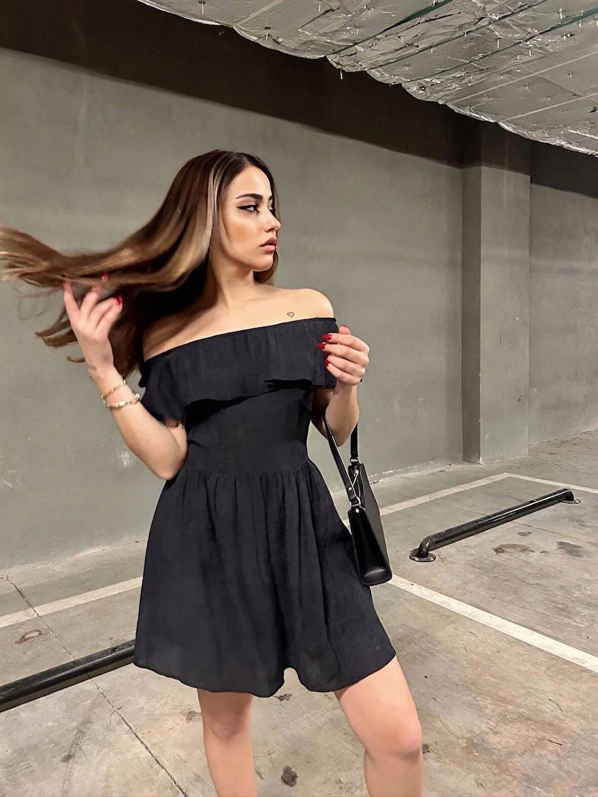 KAYIK YAKA MİNİ YAZLIK ELBİSE