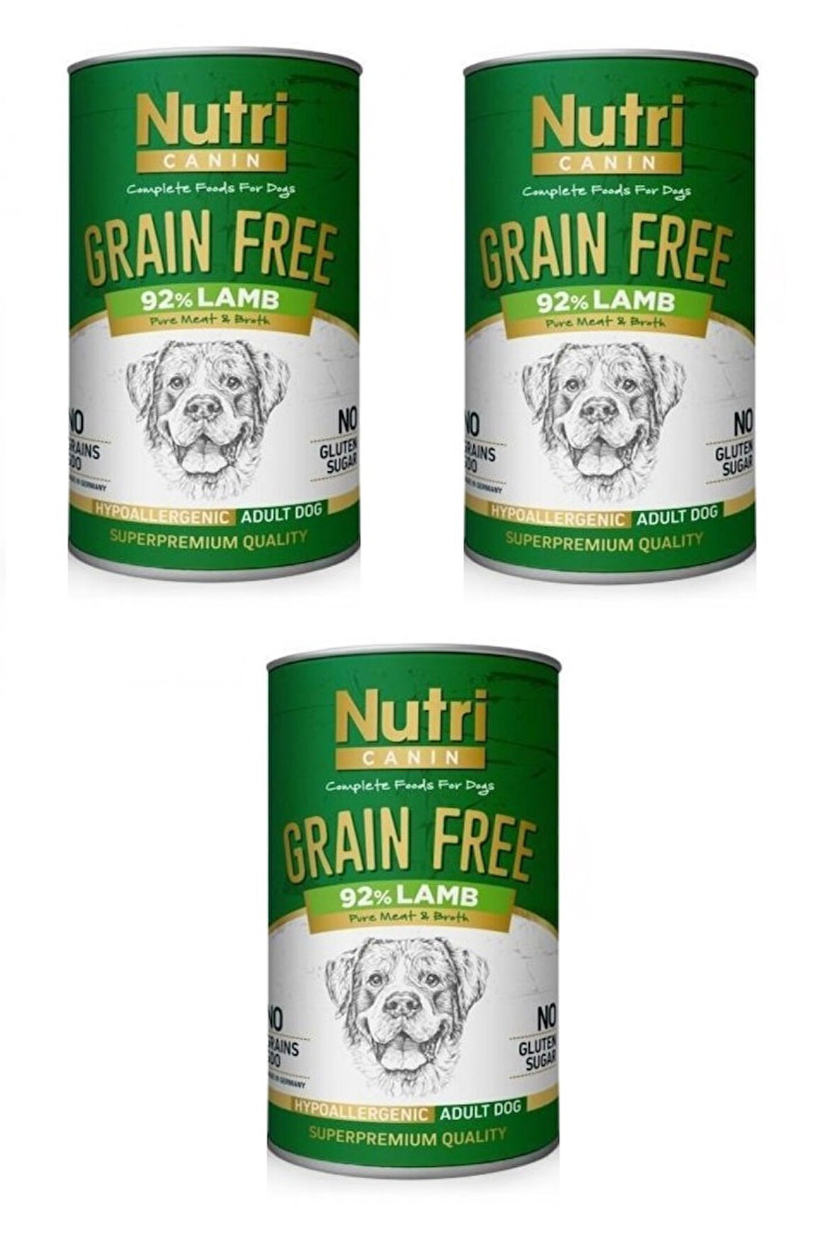Nutri Canin Tahılsız Kuzu Etli Köpek Konserve 400 Gr. X 3 Adet