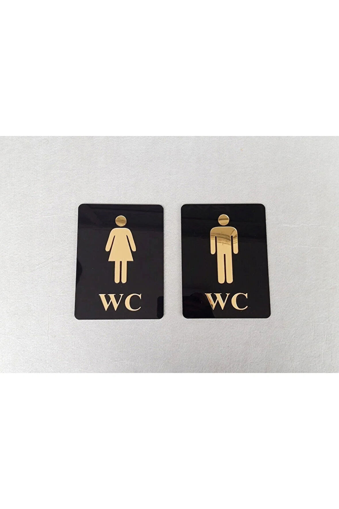 “Gold Pleksi WC Kapı Tabelası (Kadın & Erkek)”
