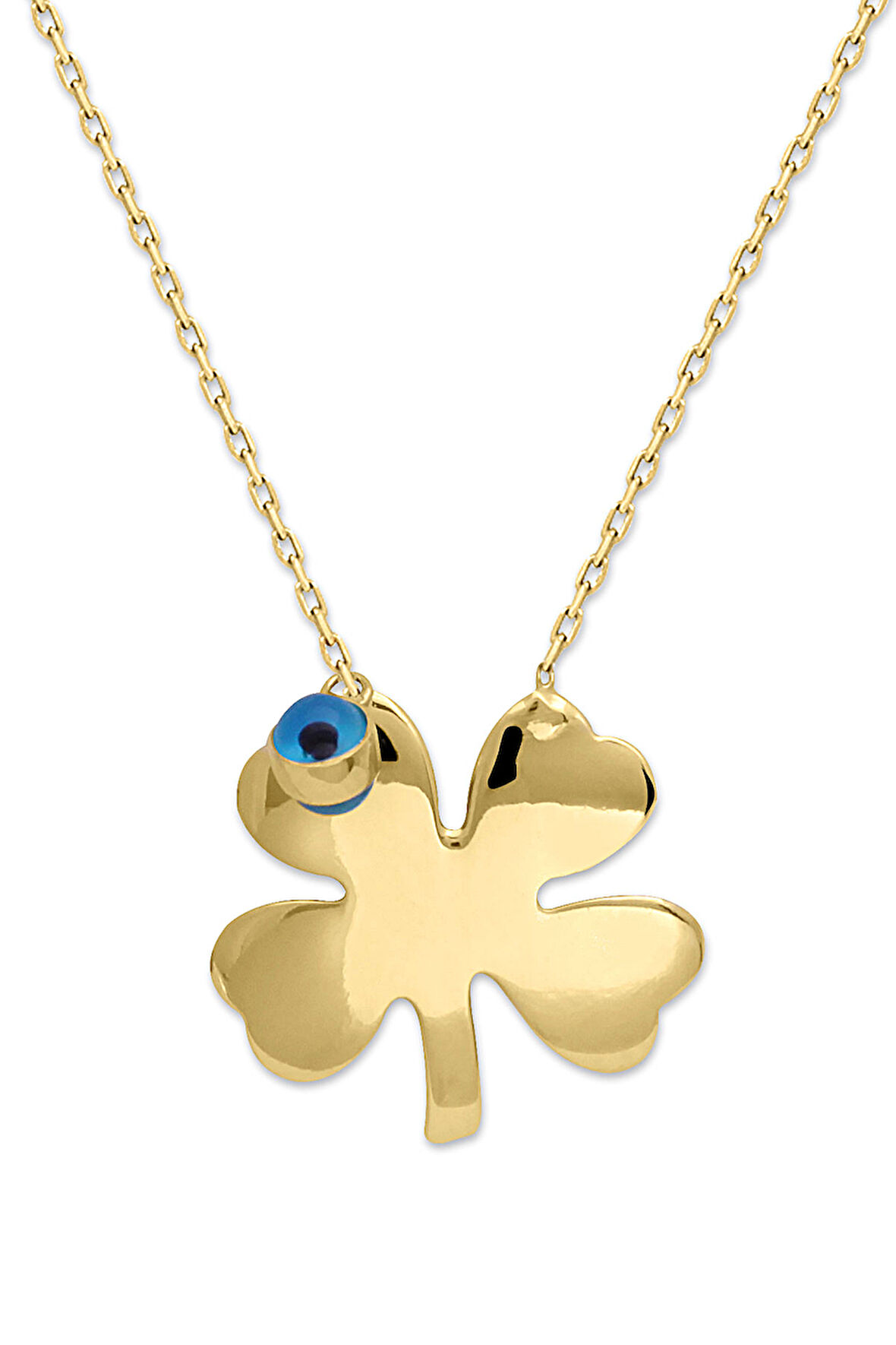 Nazar Detaylı Altın Yonca Kolye