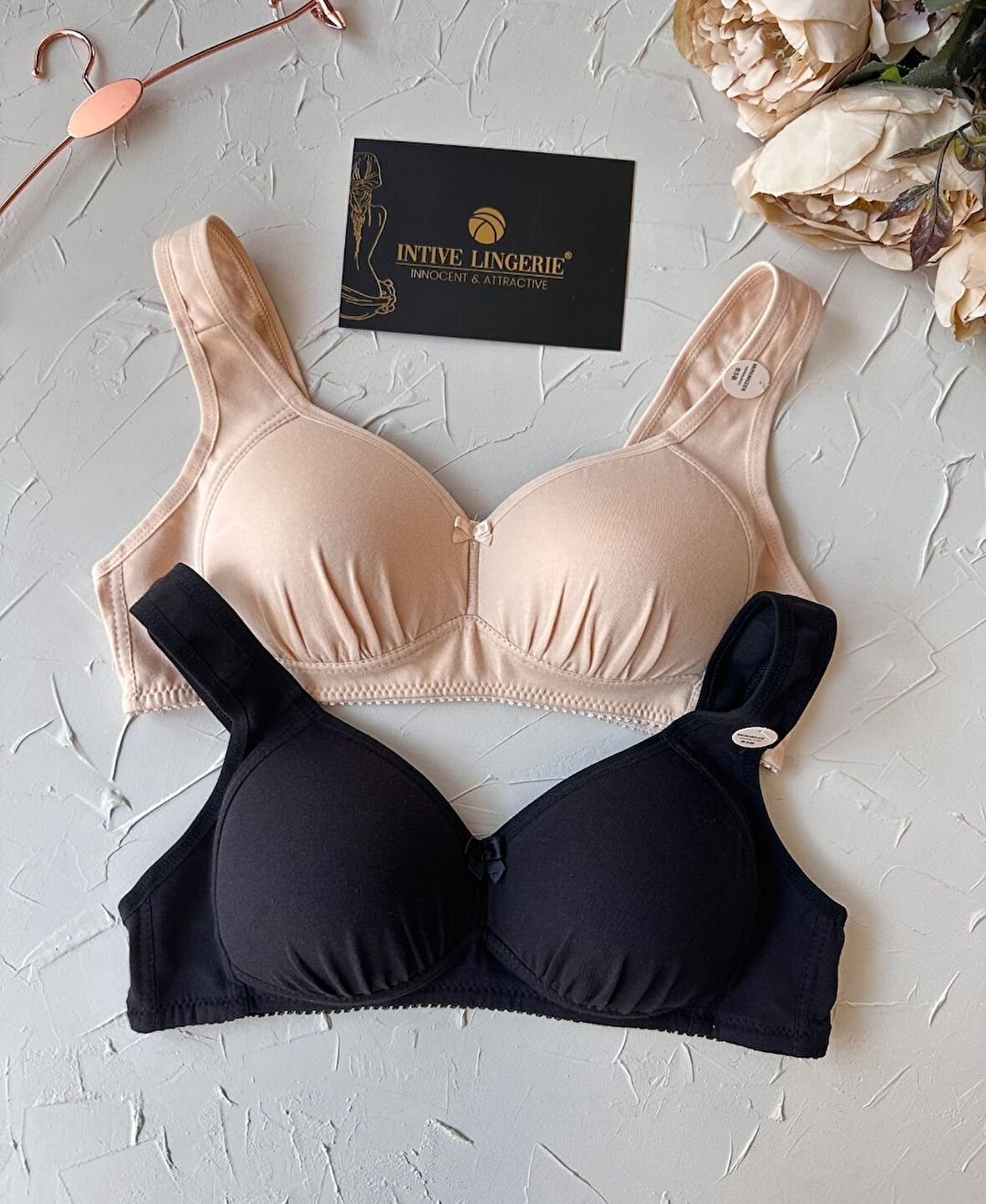 Louisa %85 Pamuklu Balesiz C Cup Toparlayıcı Penye Kalın Askılı 2'li Sütyen