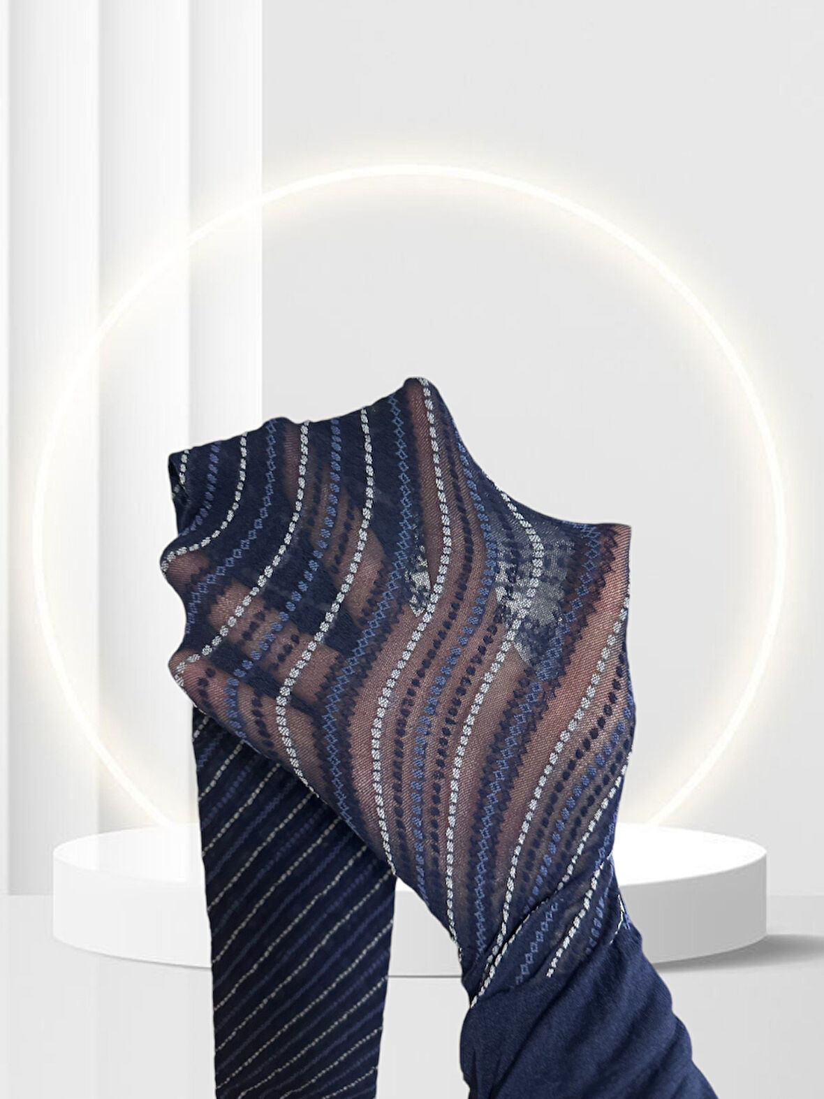 Spiral Navy Burgulu Mavi 20 Den Modern Külotlu Çorap