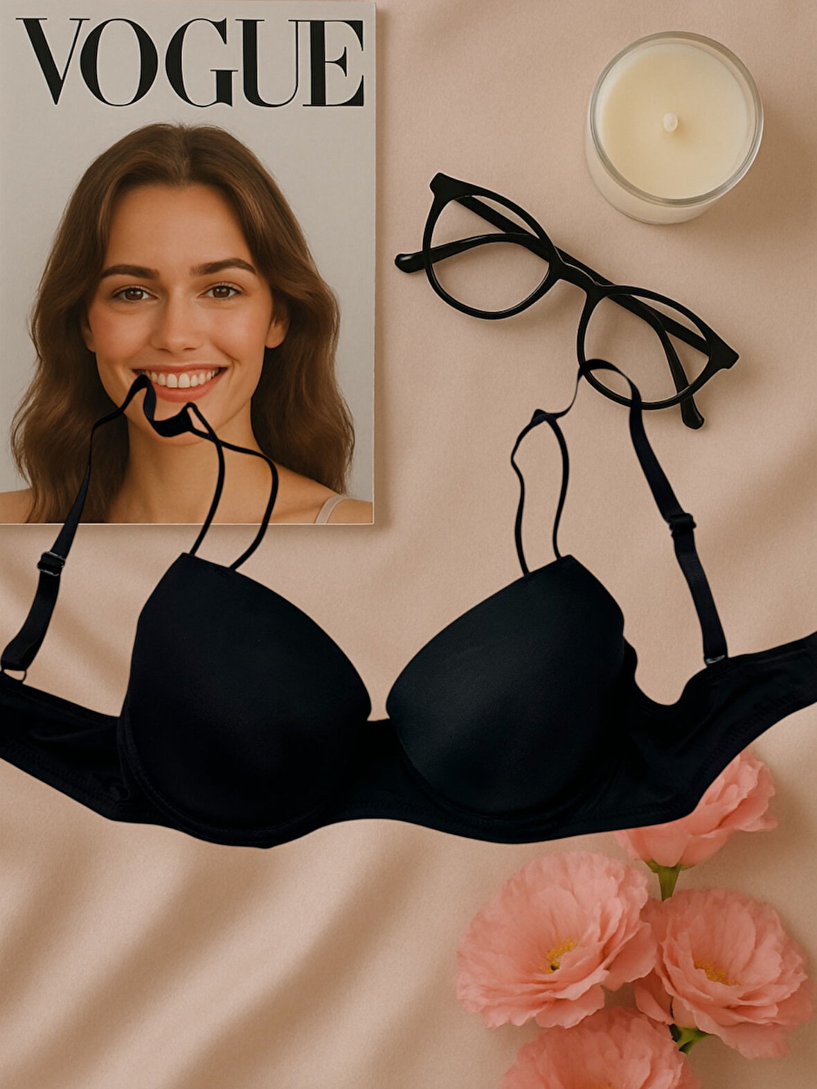 Intive Çift Askılı Double Push-up Basic Günlük Kullanım Balenli Sütyen