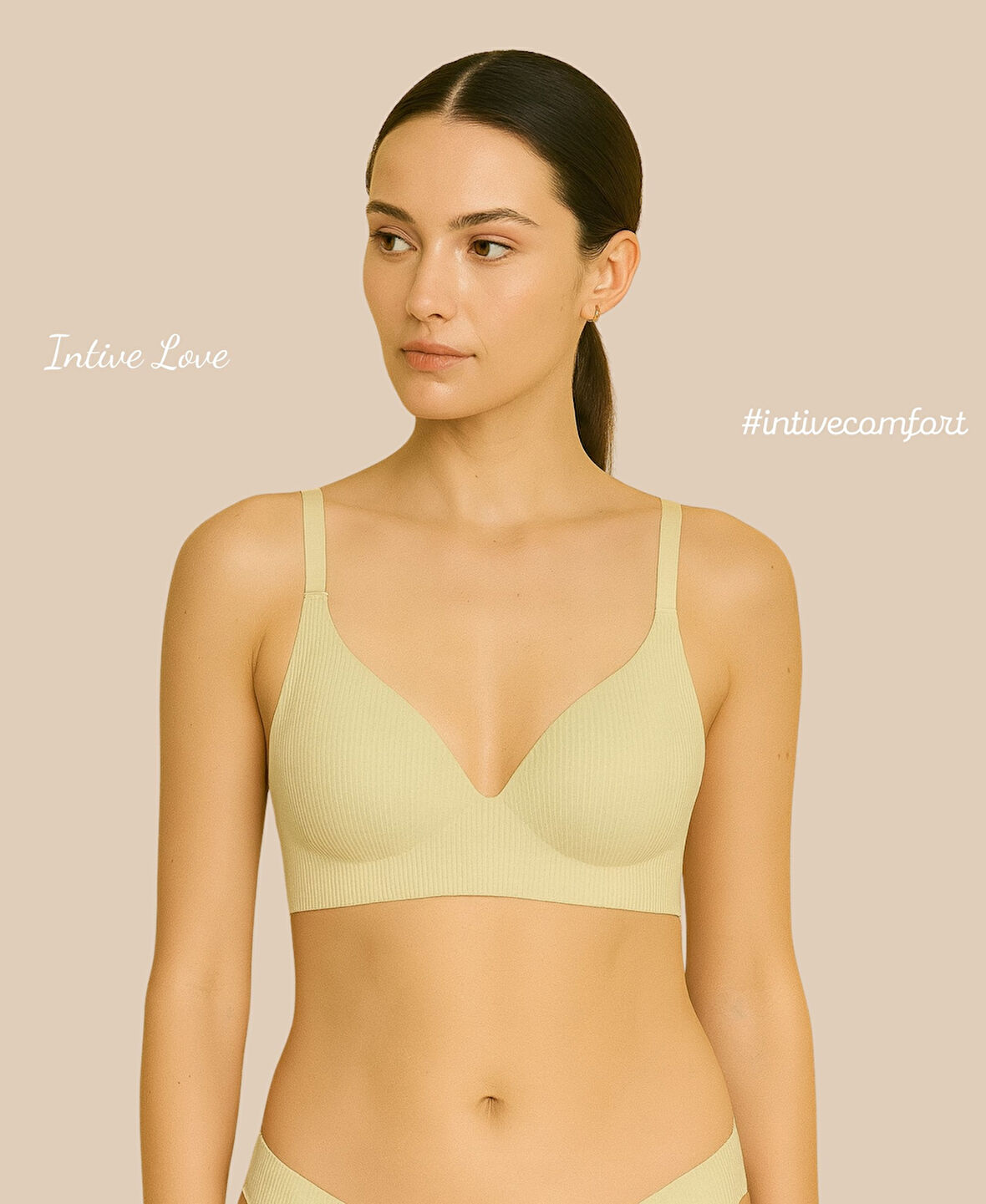 SoftEase V Yaka Balensiz Dikişsiz Lazer Kesim Rahat Soft Kumaştan Fitilli Kopçalı Sütyen