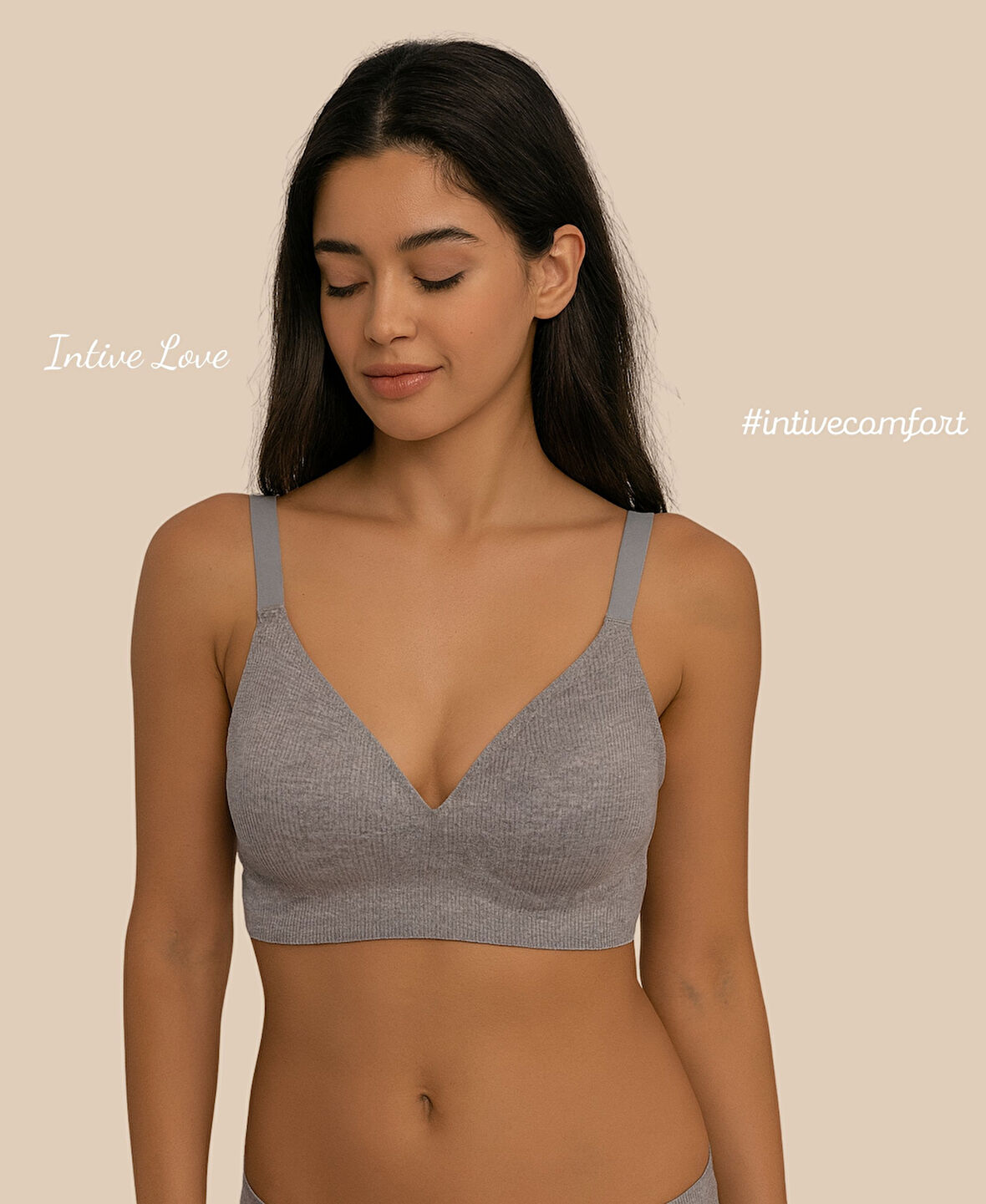 SoftEase V Yaka Balensiz Dikişsiz Lazer Kesim Rahat Soft Kumaştan Fitilli Kopçalı Sütyen