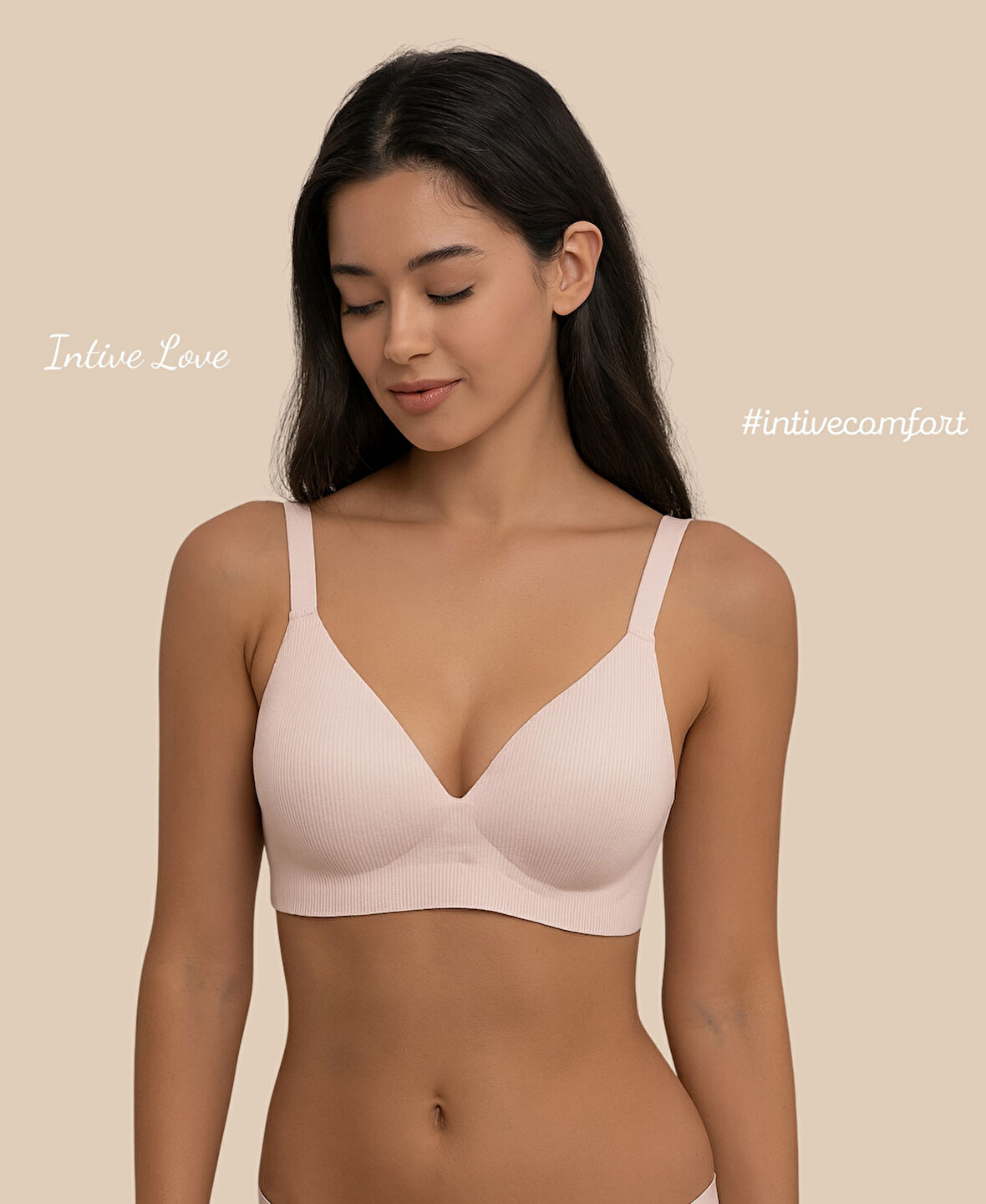 SoftEase V Yaka Balensiz Dikişsiz Lazer Kesim Rahat Soft Kumaştan Fitilli Kopçalı Sütyen