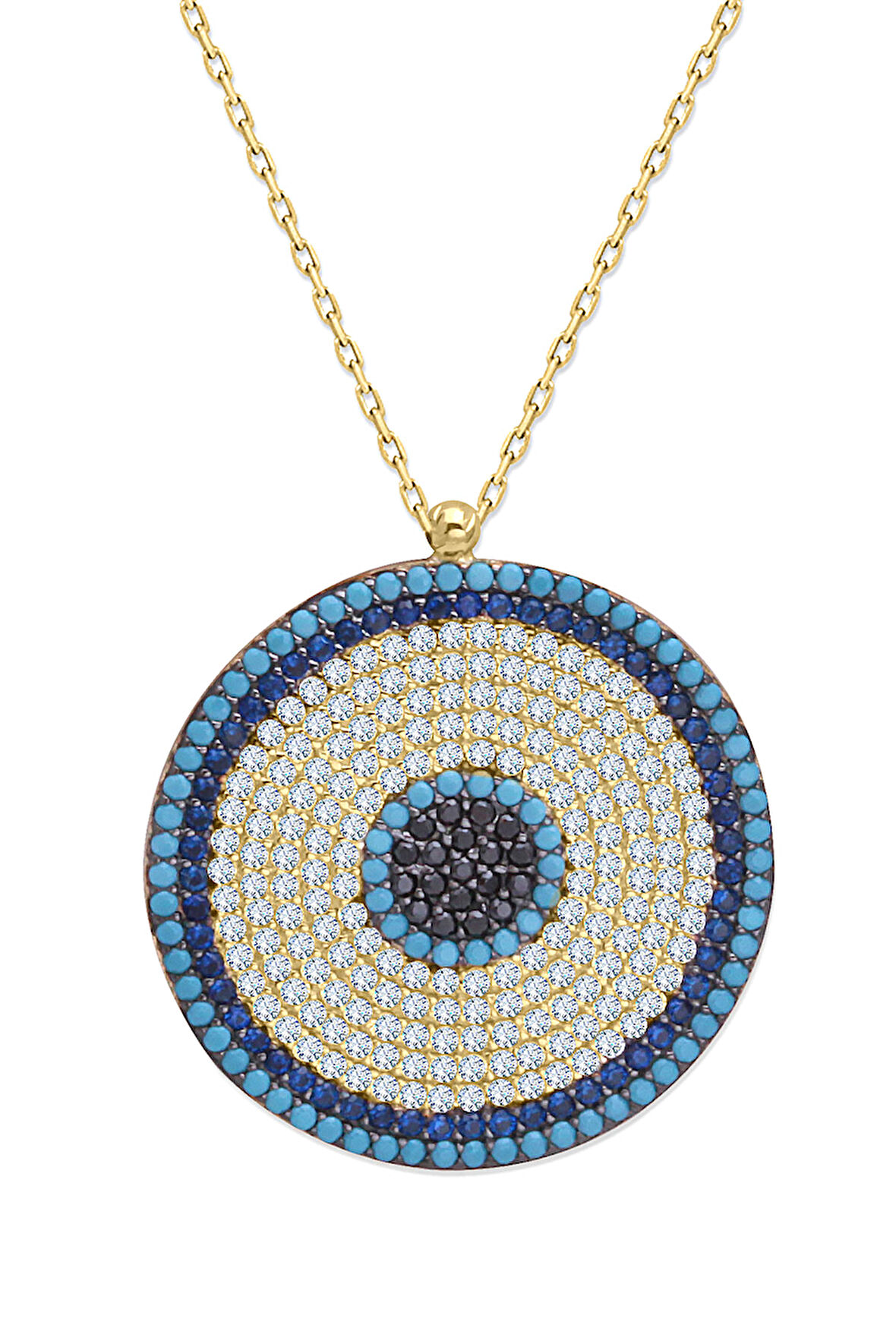 Altın 3 Cm Nazar Boncuğu Kolye