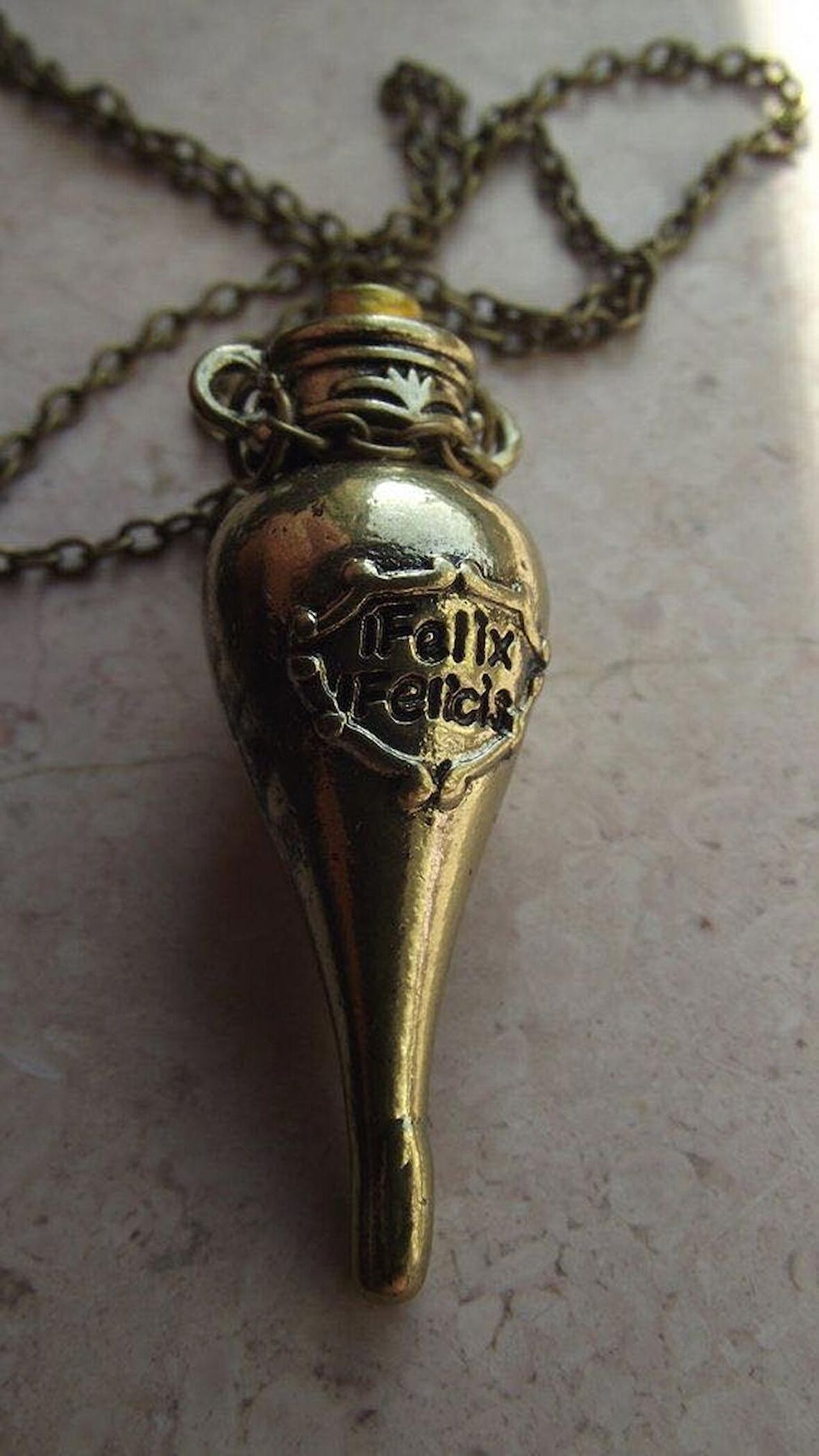 Harry Potter Felix felicis iksiri şişe bakır kolye