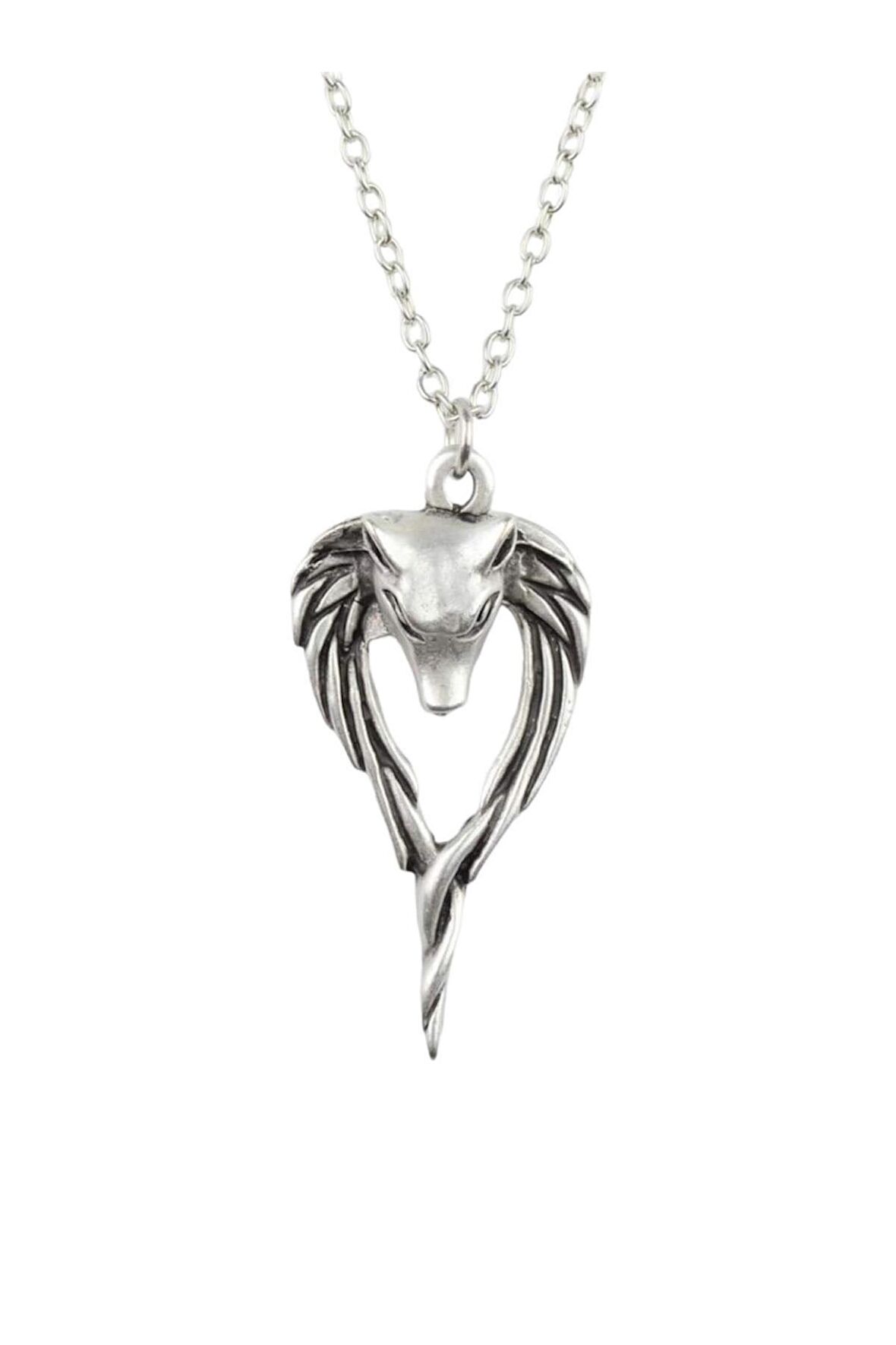 Anubis Ölüm ve Ceza Tanrısı Erkek Kadın Kolye Antik Gümüş Kaplama - 60 cm Düz Zincir