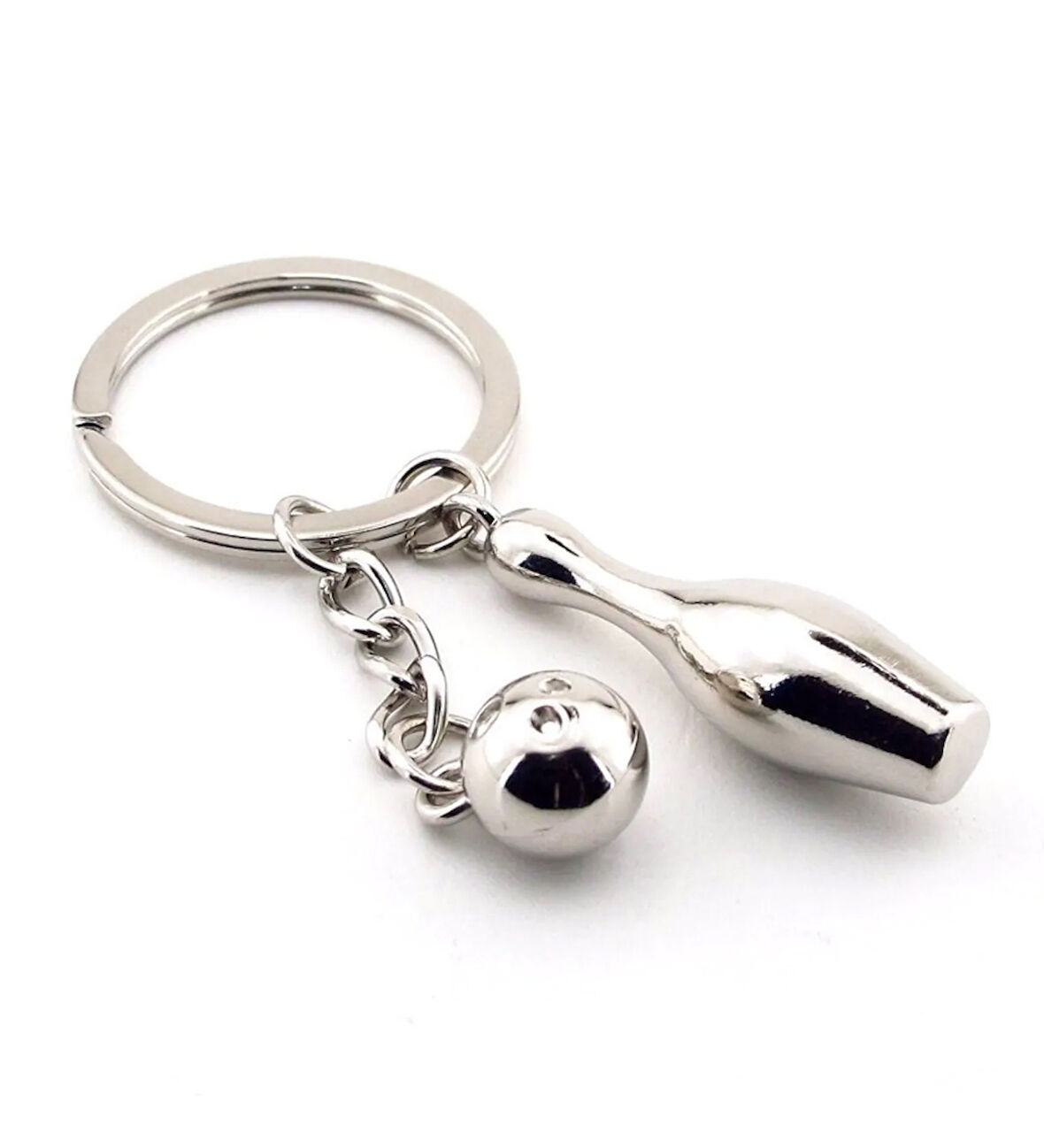 Bowling Top ve Labut Metal Anahtarlık  Gümüş