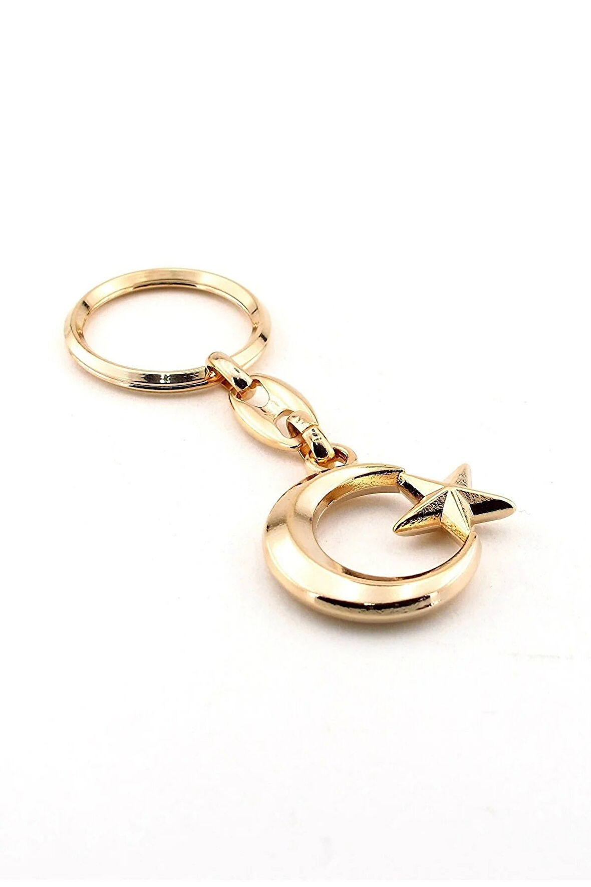 Unisex Ay Yildiz Bayrak Türkiye Sari Metal Anahtarlik Gümüş