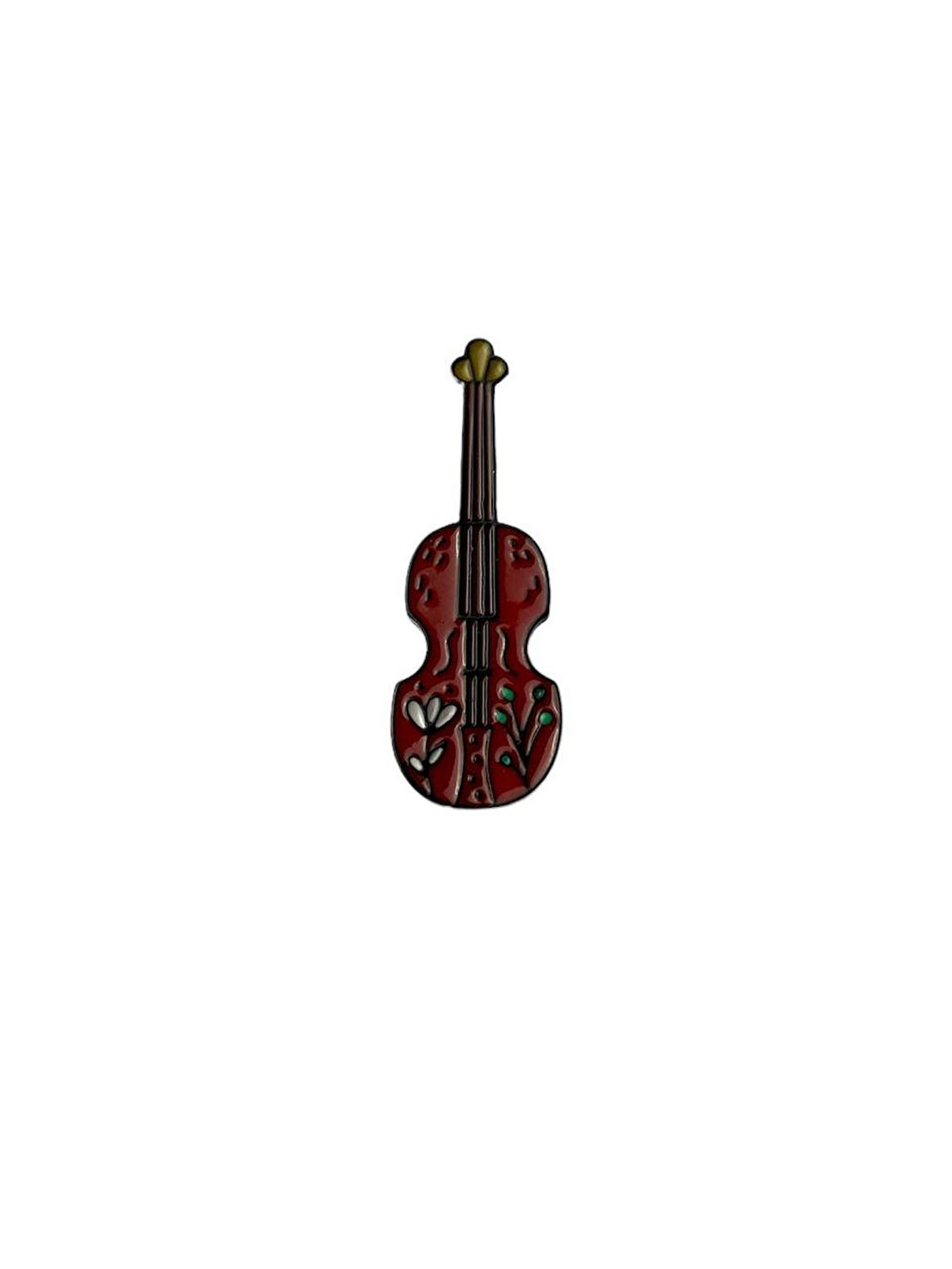 Çiçekli Desenli Çello Müzik Aleti Hediyelik Rozet