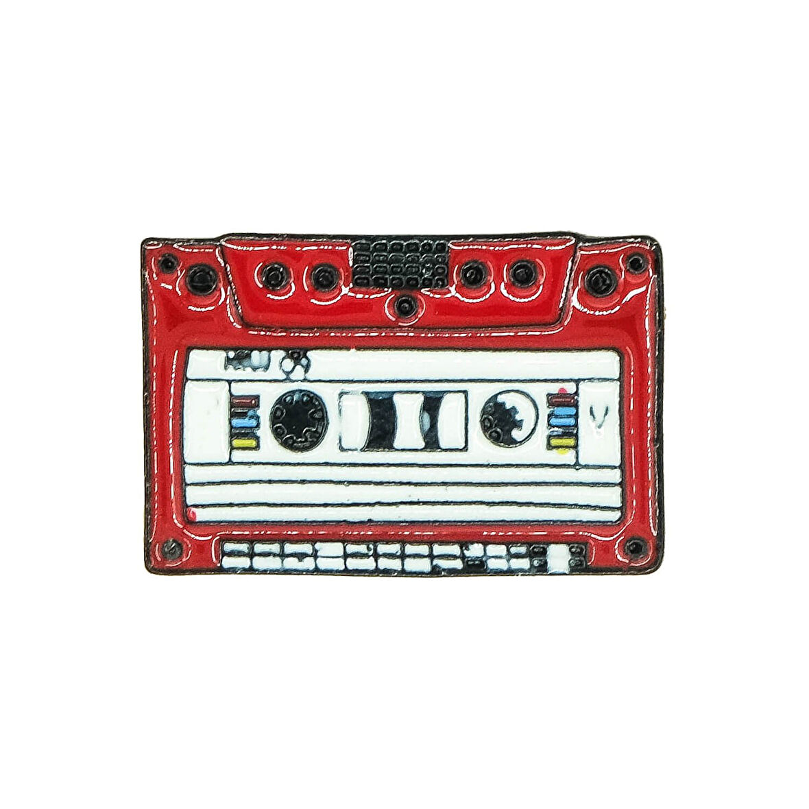 Vintage Kırmızı Teyp Kaset Müzik Çalar Hediyelik Rozet 1922