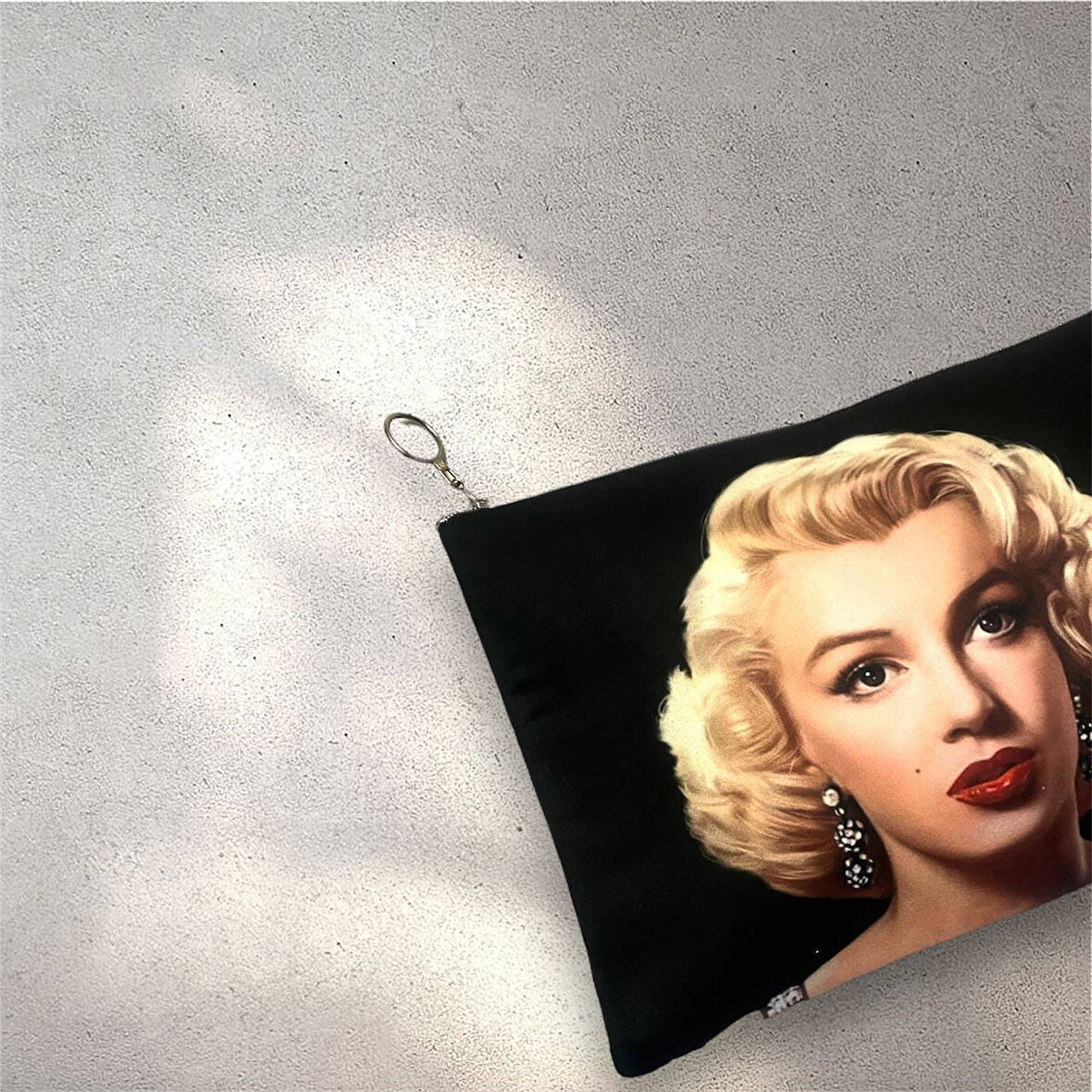 Şarkıcı Model Marilyn Monroe Fotoğraflı Siyah Clutch Portföy Çanta