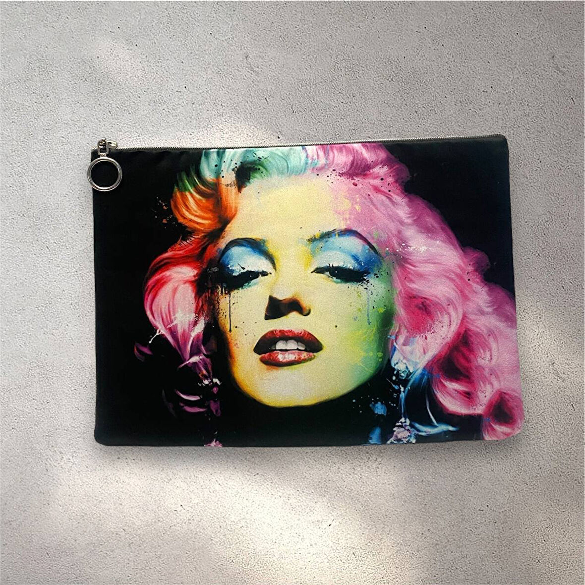 Renkli Marilyn Monroe Clutch Portföy Çanta