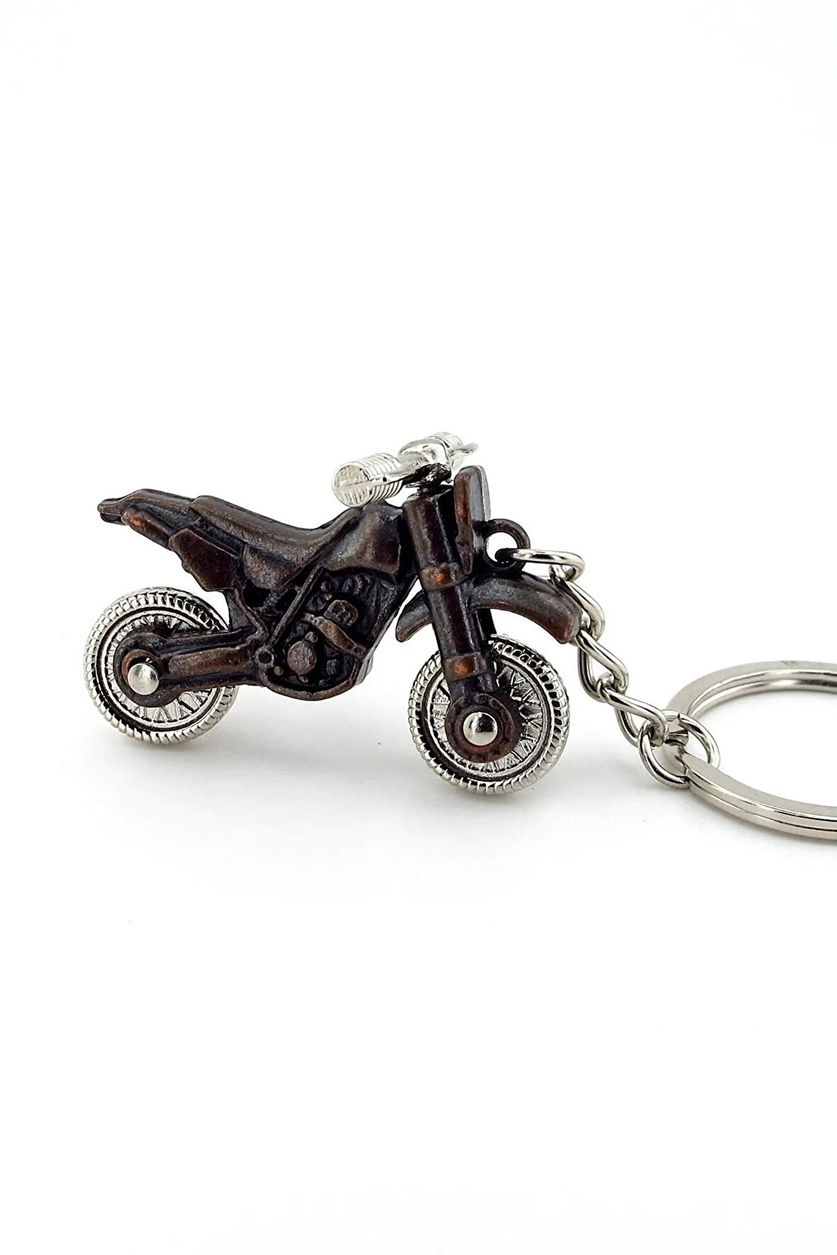 Motocross Yarış Motosikleti Retro Metal Anahtarlık Hareketli