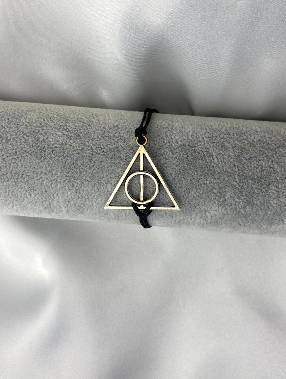 Haryy Potter Ölüm Yadigarları Üçgen Gümüş Metal Bileklik Ayarlanabilir İp