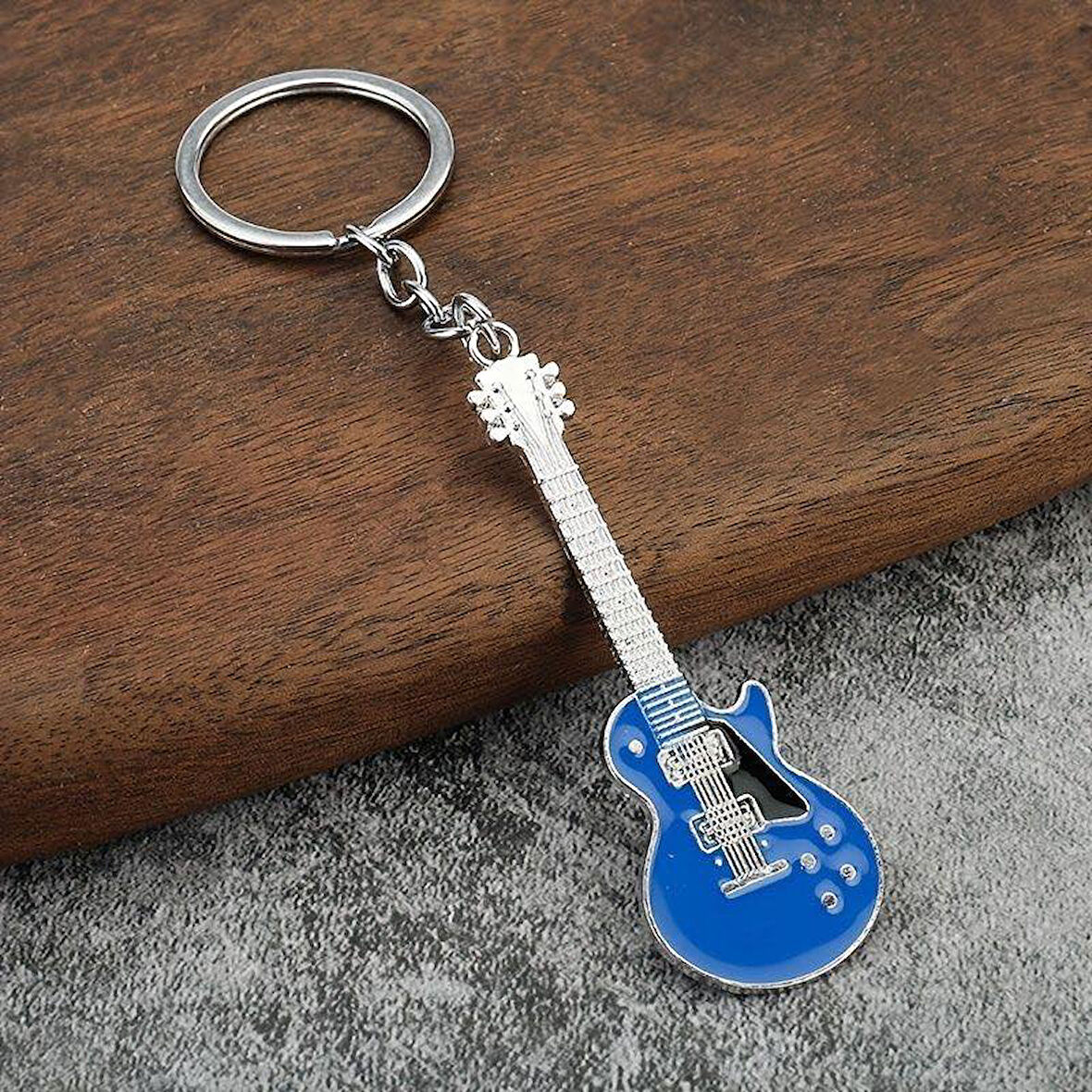 Gitar Mavi Gitarist Hediye Anahtarlık veya Çanta Süsü