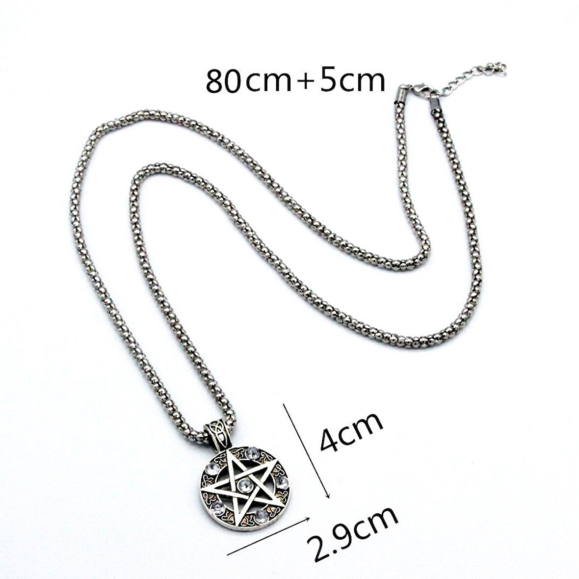 Pentagram Gotik Paslanmaz Unisex Vintage Hollow Pentagramı Çelik 