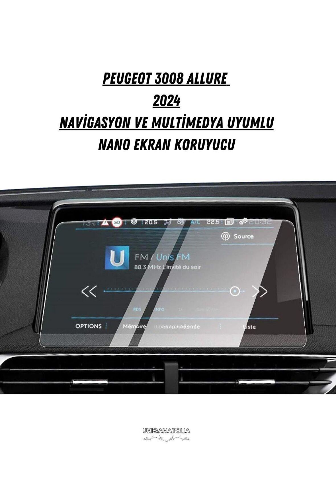 Peugeot 3008 Allure 2024 Multimedya Uyumlu Nano Ekran Koruyucu