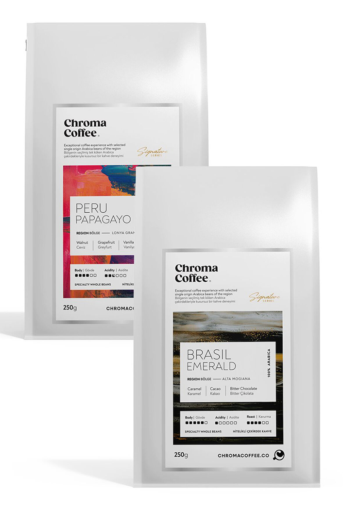 Chroma Coffee Signature Series Çekirdek Kahve Seti-4 %100 Nitelikli Arabica 2x250gr