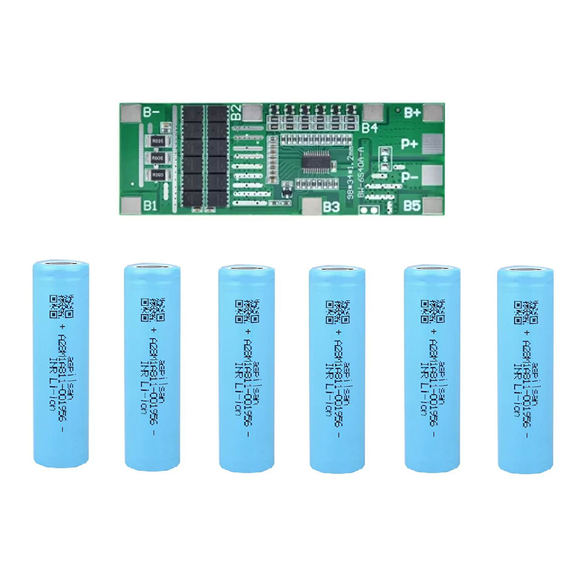 6 Adet Aspilsan Li-ion Şarjlı Pil ve 6S 40A BMS.