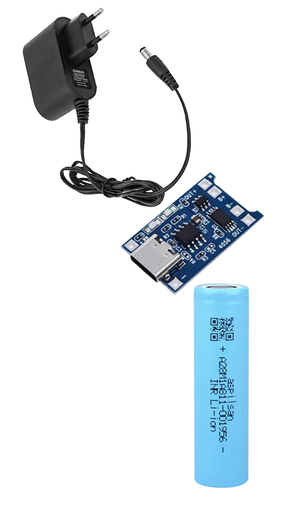 1 Adet Aspilsan Li-ion, TP4056 Type-C Korumalı 18650 Pil Şarj Devresi ve 5V 1A Adaptör