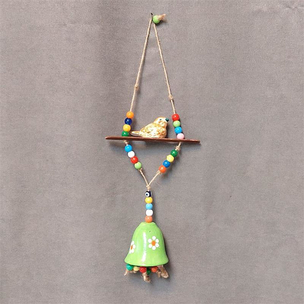 Uretti - Fatma 4830 El Yapımı Çan Ve Kuş Temalı Taş Tozu Duvar Süsü