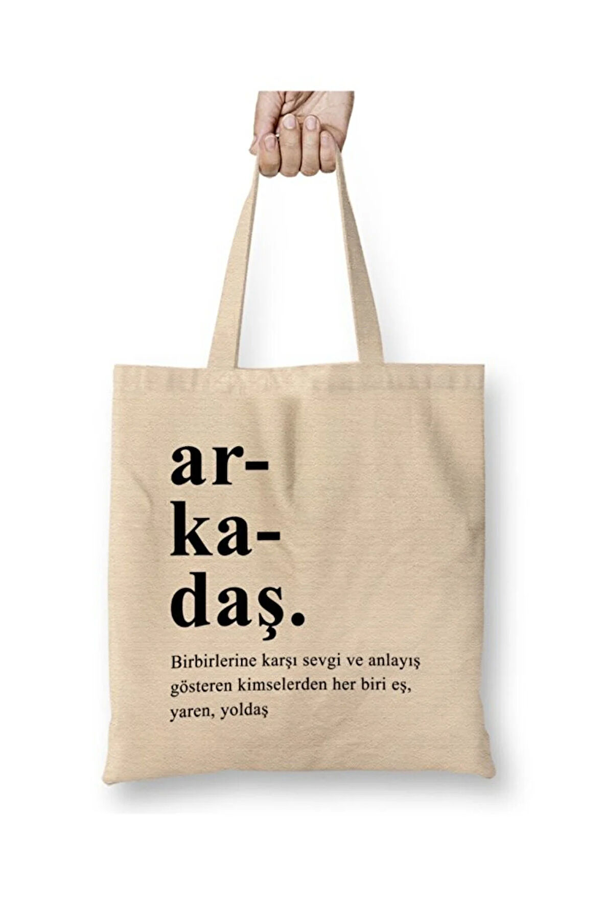 Arkadaş Arkadaşa Hediye Bez Çanta Uzun Saplı Alışveriş Çantası Plaj Çantası