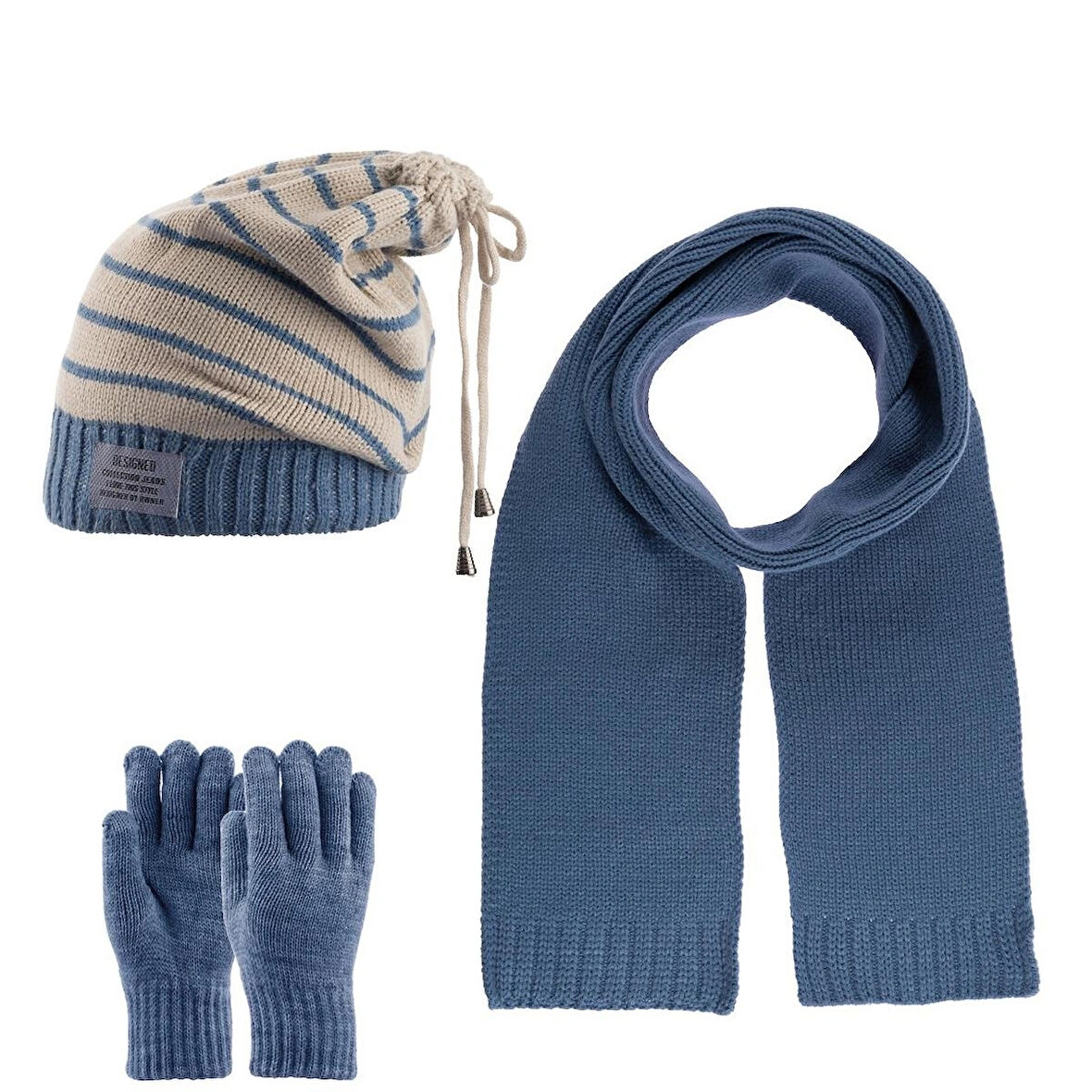 9-15 Yaş Erkek Çocuk Atkı Bere Eldiven 3'lü Takım