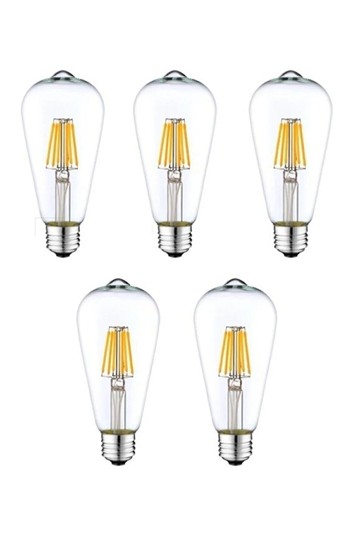 5 Adet St64 4w 6500k Beyaz Led Rustik 5'li Eko Paket Dekoratif Ampul Vintage Aydınatma