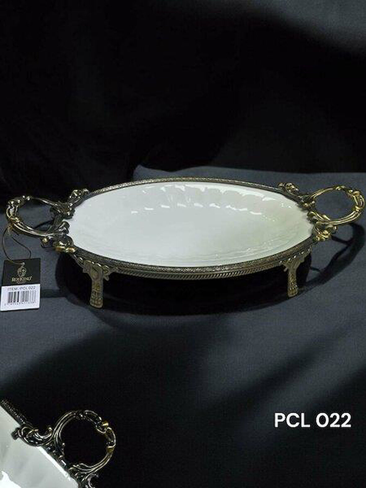 Royking Elegance Oval Sunum Tabak Antique 41 Cm PCL 022