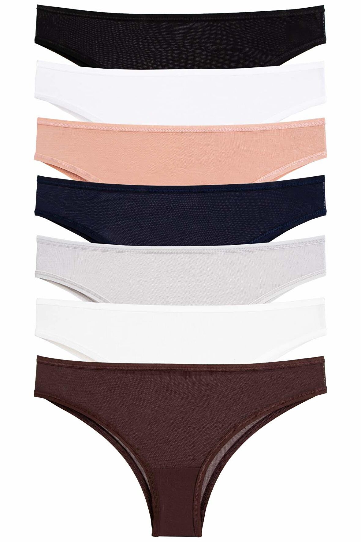 Kadın Külot Brazillian Tanga Bambu Likralı Antibakteriyel 7 li Paket MIXCOLOR