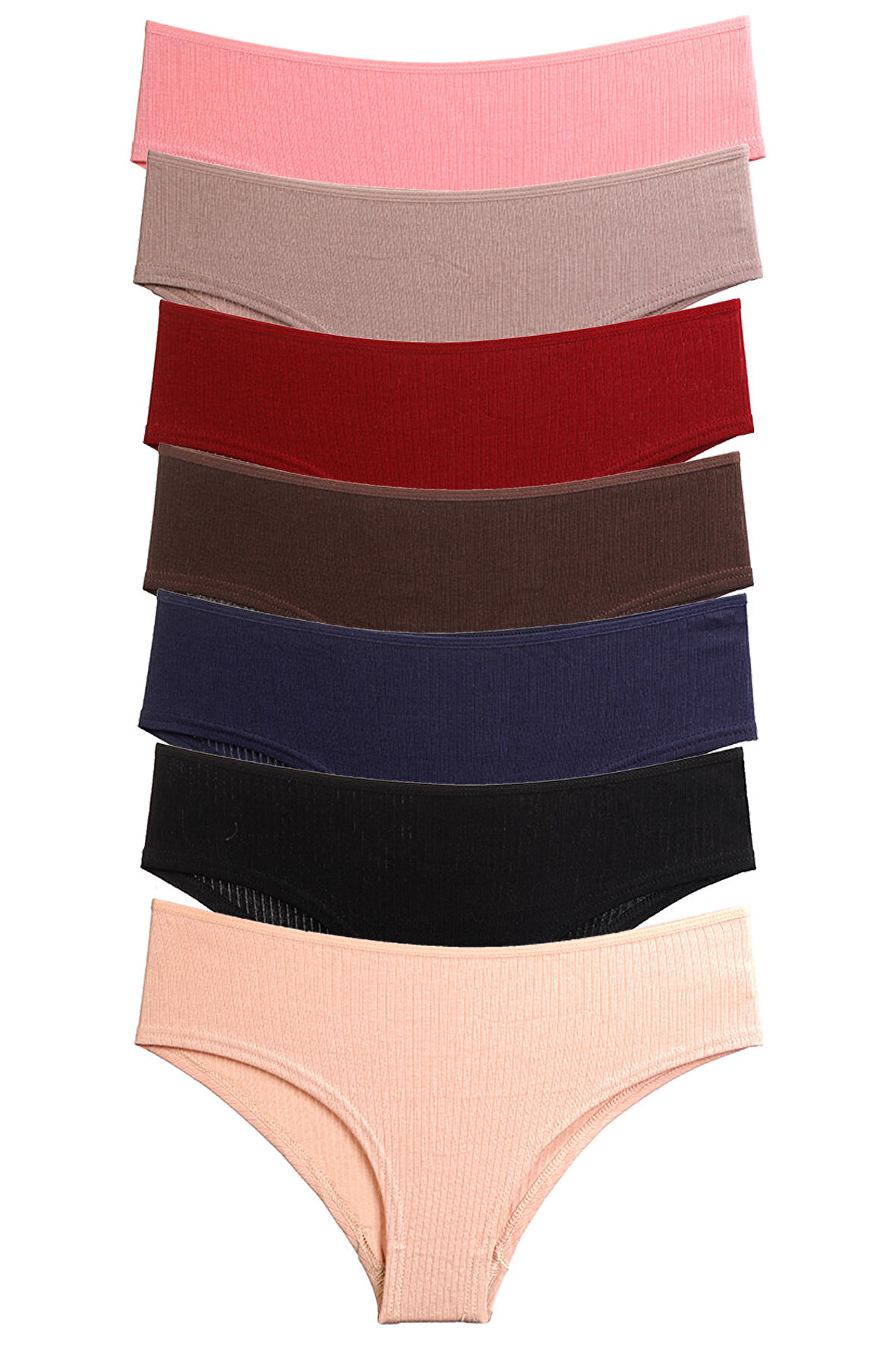 Kadın Külot Şort 7 li Paket Likralı Fitilli Kaşkorse Pamuklu MIXCOLOR