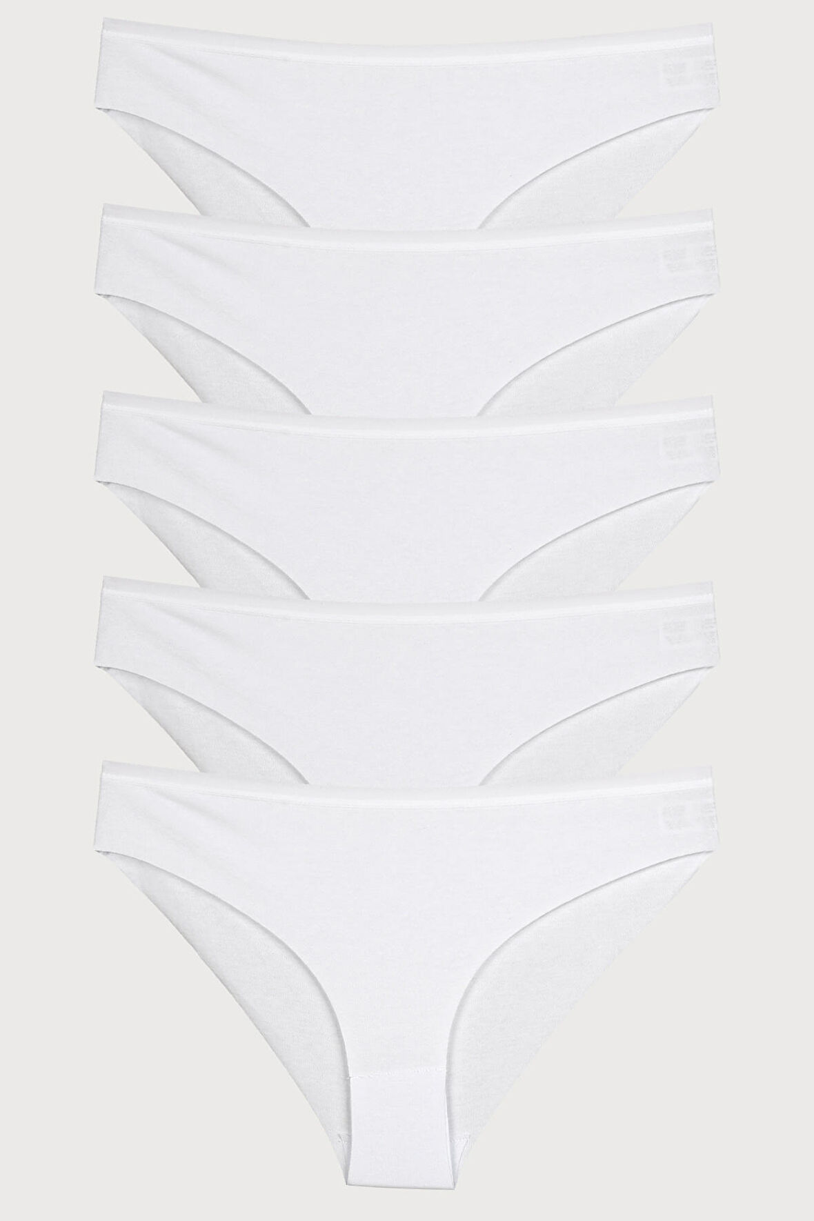 Kadın Külot 5'li Paket Lazer Kesim Pamuklu Interlok Likrali BEYAZ