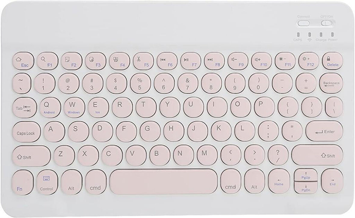 Sprange Vasoun P-200 12" Uyumlu Kablosuz Bluetooth Şarj Edilebilir Yuvarlak Tuşlu Klavye - Pembe