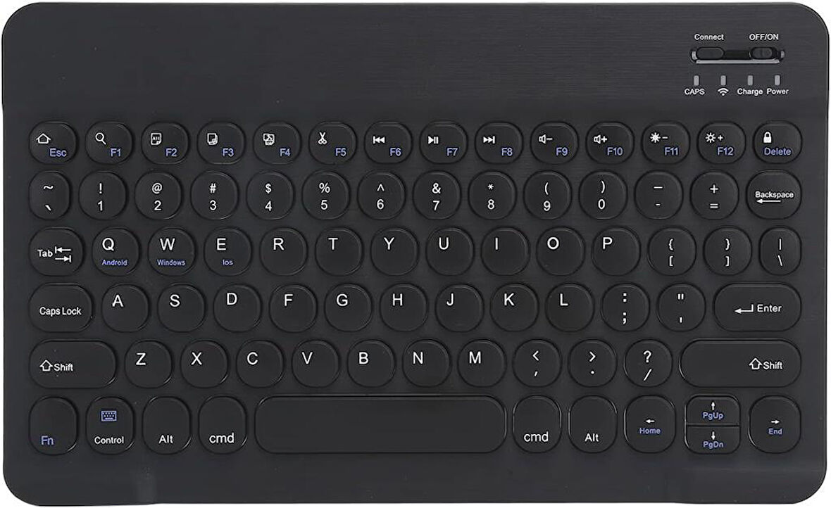 General Mobile E-Tab 4 10.1" Uyumlu Kablosuz Bluetooth Şarj Edilebilir Yuvarlak Tuşlu Klavye - Siyah