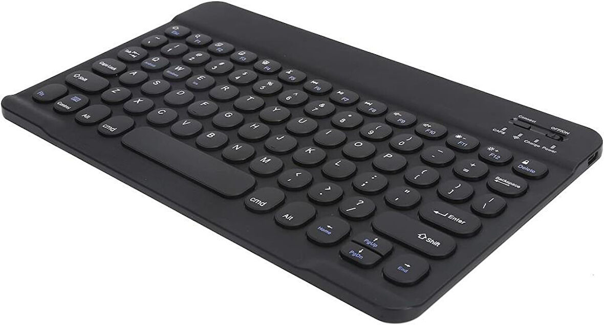 Samsung Galaxy Tab S7 FE T733 12.4" Uyumlu Kablosuz Bluetooth Şarj Edilebilir Yuvarlak Tuşlu Klavye - Siyah