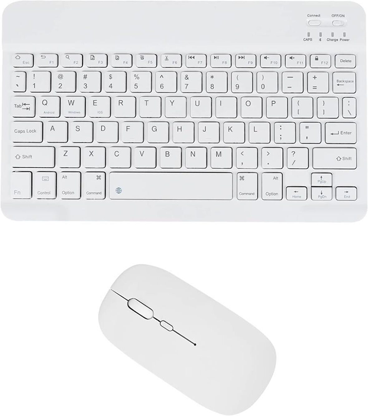 Apple iPad Air 3 3. Nesil 10.5" Uyumlu Kablosuz Bluetooth Şarj Edilebilir Klavye Mouse Seti - Beyaz