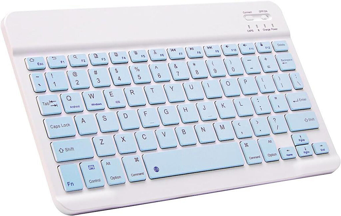 Apple iPad Pro 4. Nesil 12.9" Uyumlu Kablosuz Bluetooth Şarj Edilebilir Klavye - Mavi