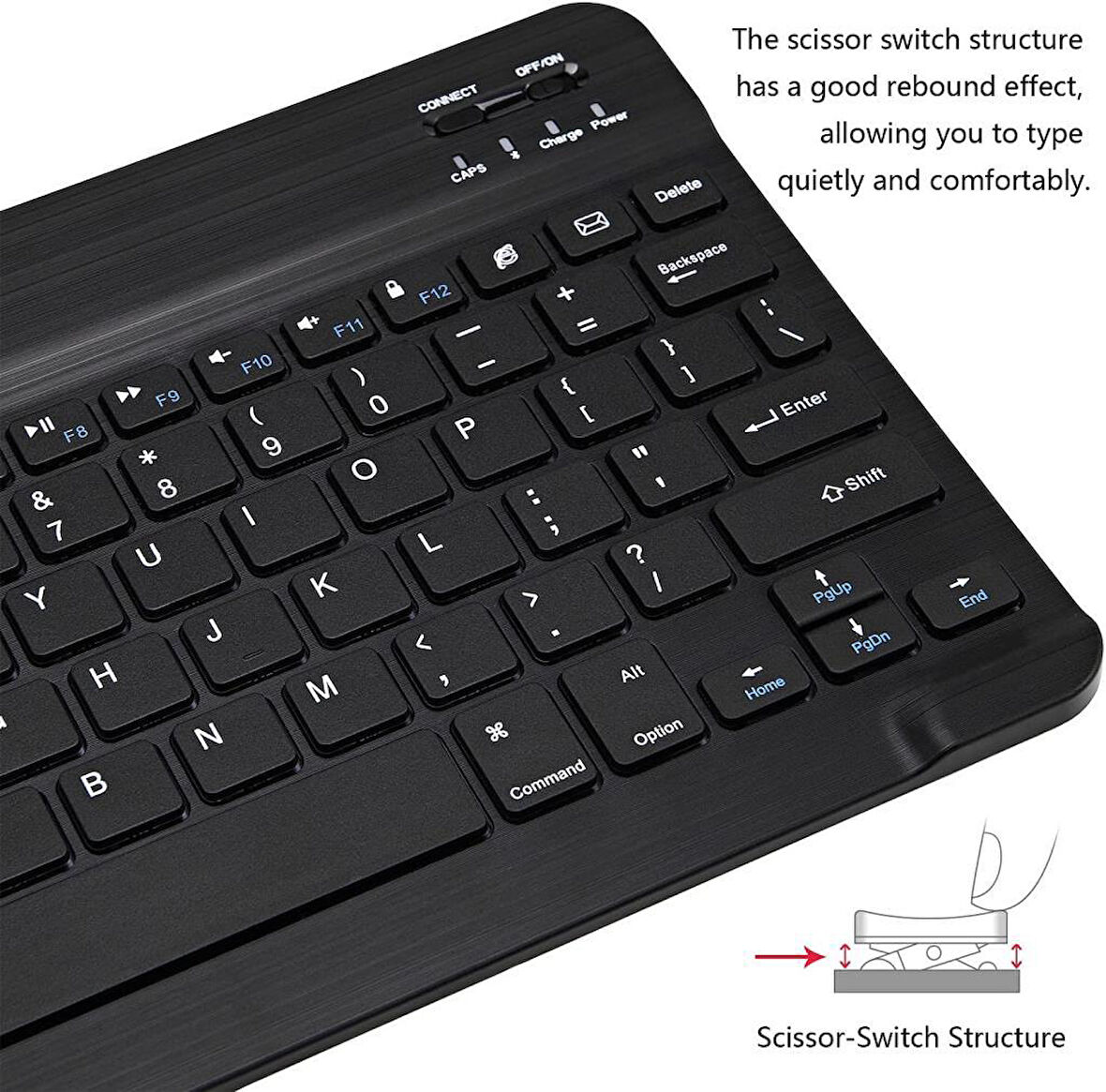 Alcatel 1T 10 2020 10.1" Uyumlu Kablosuz Bluetooth Şarj Edilebilir Klavye - Siyah