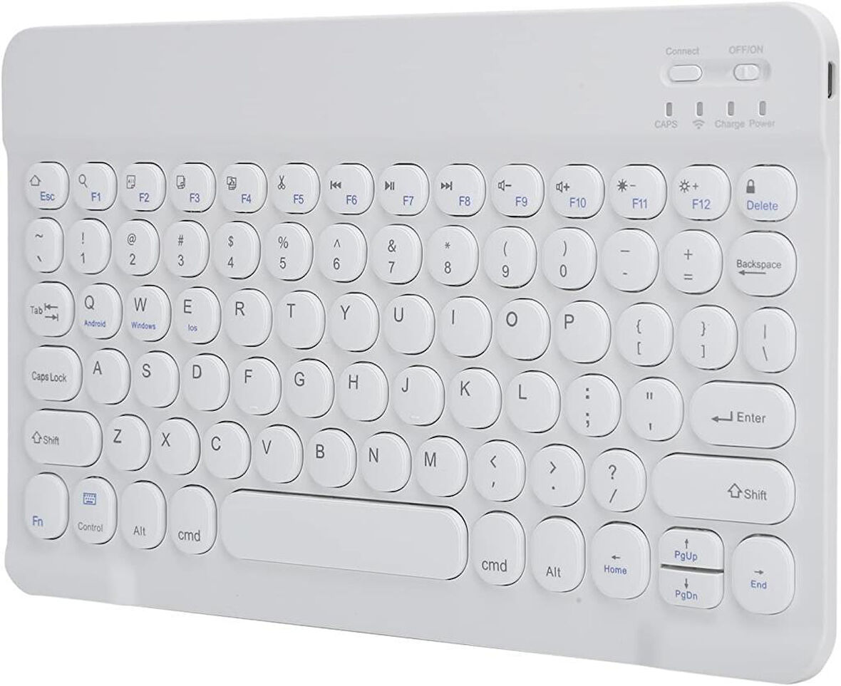 Vorcom S8 Pro 8" Uyumlu Kablosuz Bluetooth Pilli Türkçe Q Klavye - Beyaz