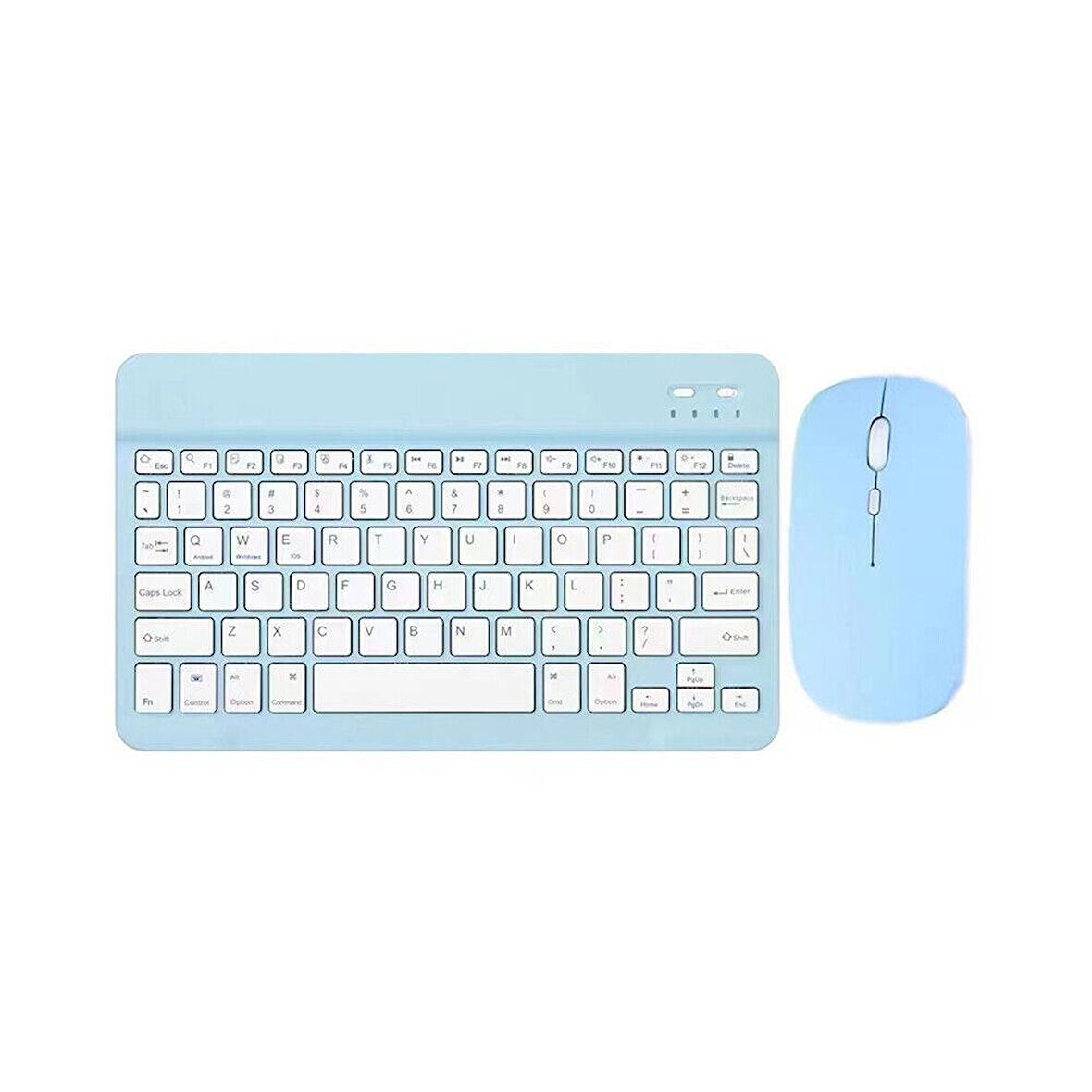 Apple iPad 7. Nesil 10.2" Uyumlu Kablosuz Bluetooth Şarjlı Türkçe Q Klavye Mouse Seti - Mavi