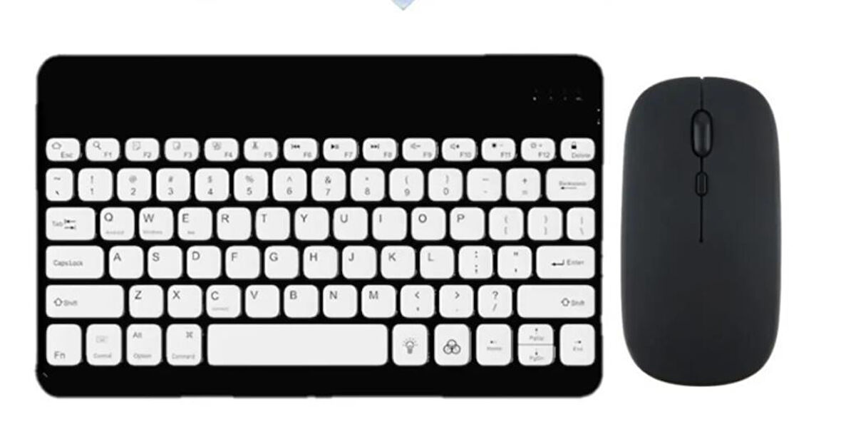 Apple iPad Air 2- iPad 6 9.7" Uyumlu Kablosuz Bluetooth Şarjlı Türkçe Q Klavye Mouse Seti - Siyah