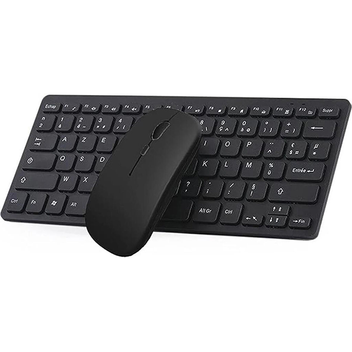 Alcatel 3T 10 10" Uyumlu Kablosuz Wireless Pilli Klavye Mouse Seti - Siyah