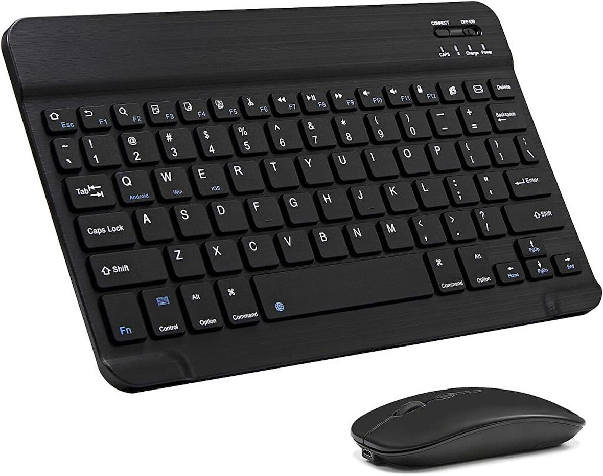 TCL Tab 10 FHD 10.1" Uyumlu Kablosuz Bluetooth Şarjlı Klavye ve Şarjlı Mouse Seti - Siyah