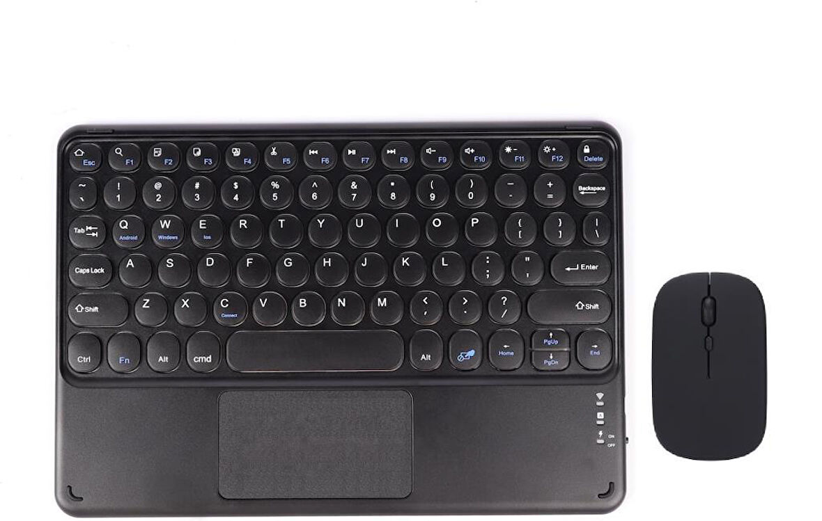 Poco Pad Tablet 12.1" Uyumlu Kablosuz Bluetooth Şarjlı TouchPad'li Klavye Mouse Seti - Siyah