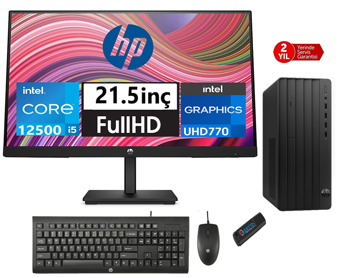 Hp 290 Pro G9 Intel Core I5 12500 8gb 512GB SSD 21.5 Monitör Freedos Masaüstü Blgisayar 39M9C0AT02+ZETTAUSBBELLEK