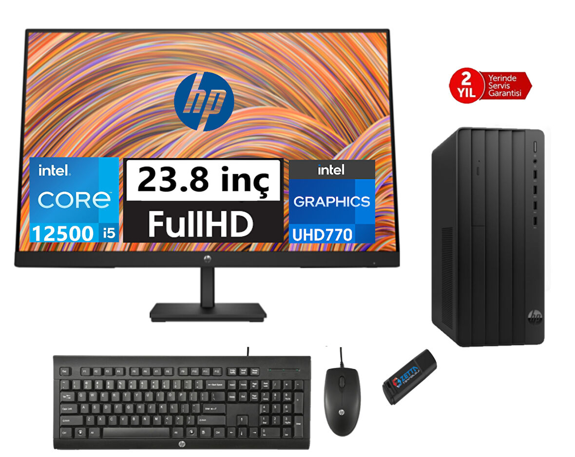 Hp 290 Pro G9 Intel Core I5 12500 16GB 2tb SSD 23.8" Monitör WINDOWS11PRO Masaüstü Blgisayar 59M9C0AT49+ZETTAUSBBELLEK