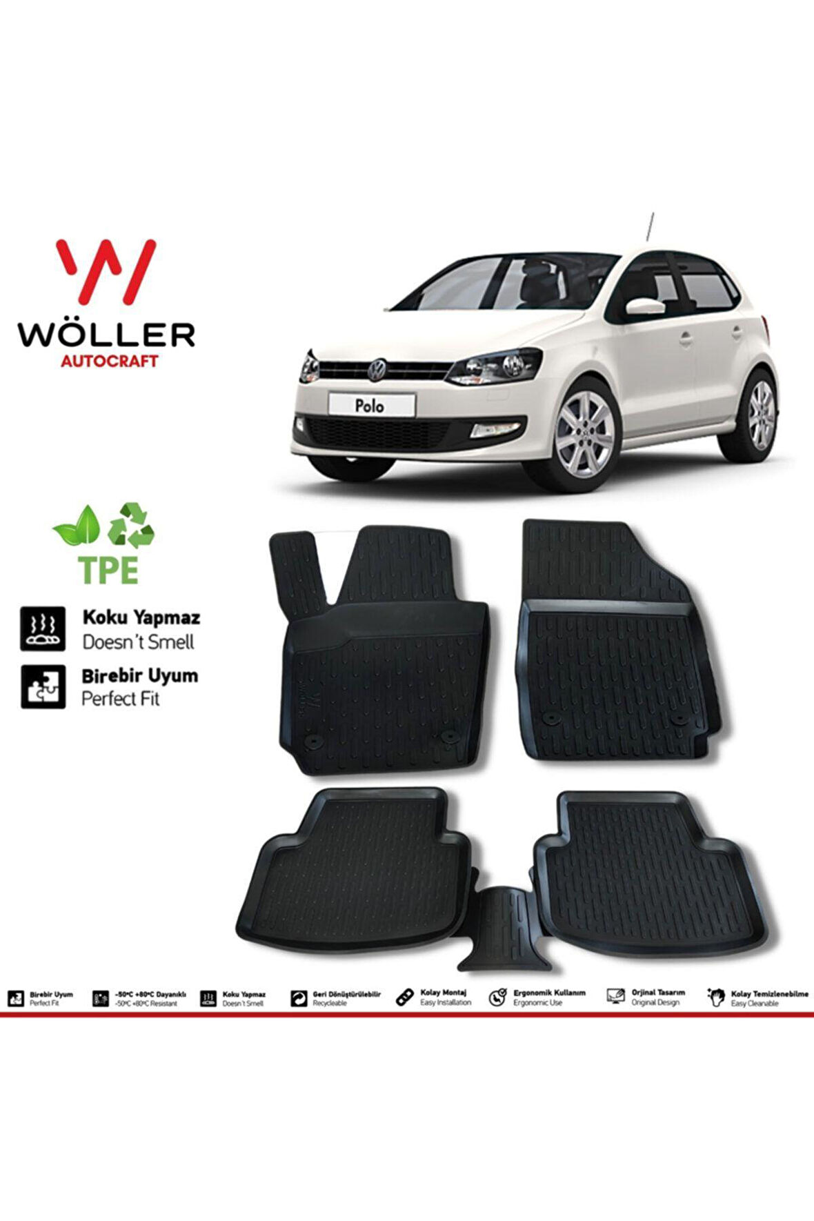 Volkswagen Polo Paspas 2010 2017 Arası 3D Havuzlu Paspas